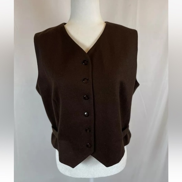 Vintage Worthington vest Wool Women's 14 Chocolate Brown Fully Lined waistcoat - Picture 15 of 15